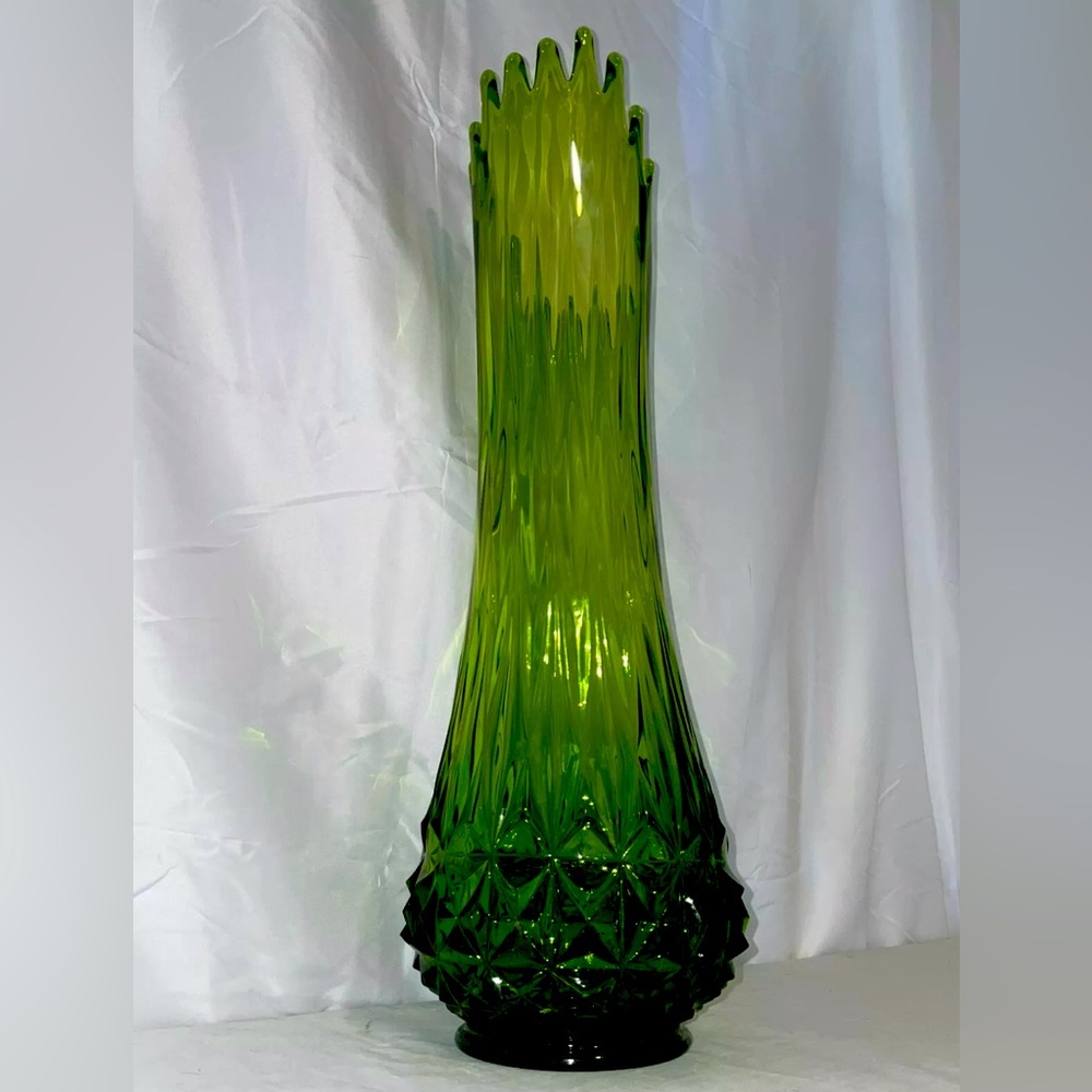 Vintage 21” swung art glass vase LE SMITH 21”